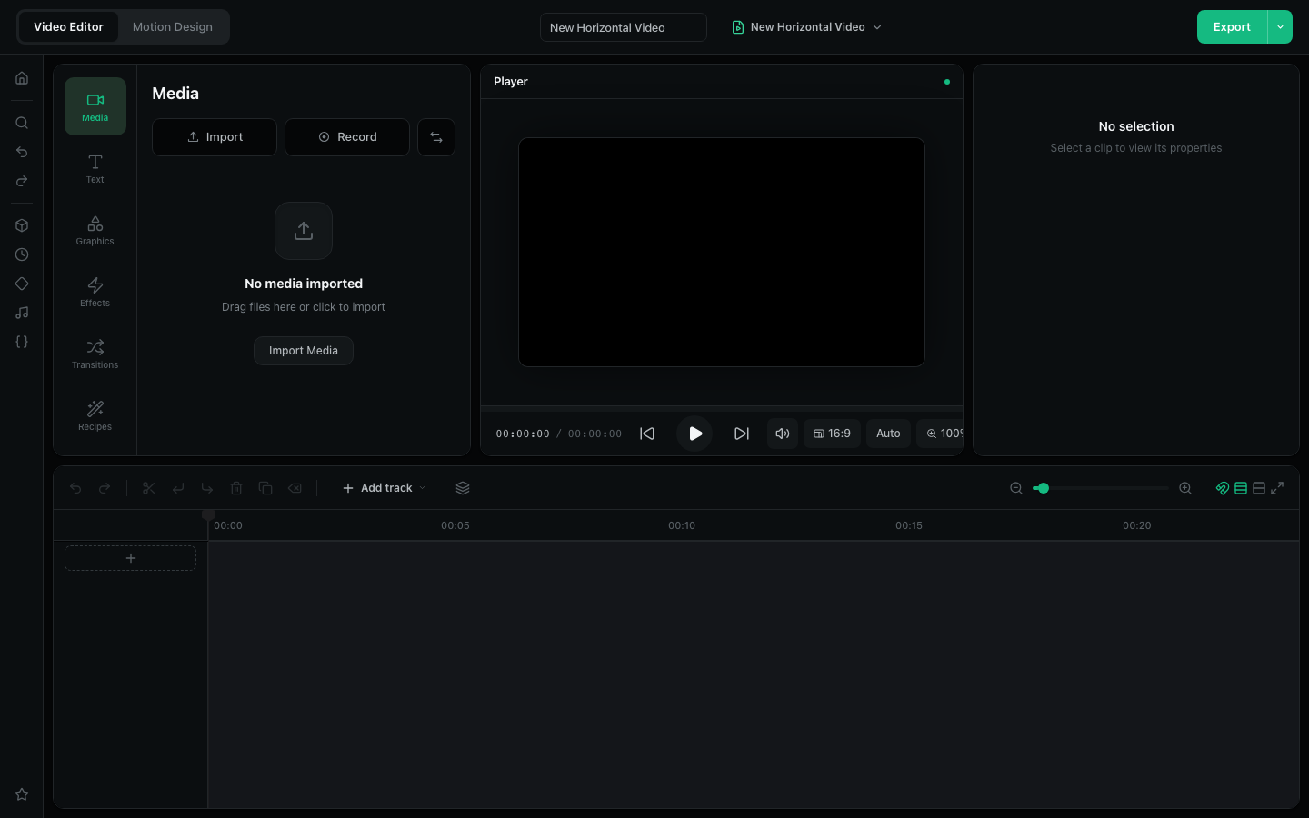 VideoToolDeck Editor showing media, preview, inspector, and multitrack timeline panels